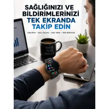 Akıllı Saat Yeni Model Sesli Asistan Bildirim Görme Bluetooth Bağlantılı Müzik Dinleme