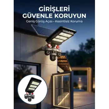 Akıllı Solar Güvenlik Kamerası 3 Lens Hareket Takip Özellikli Dış Ortam Kamera