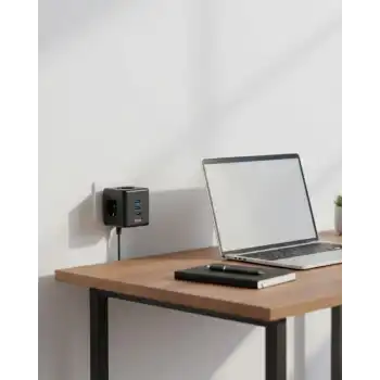 Akım Korumalı Küp Priz 3 Priz Girişi ve 3 USB Şarj Özellikli