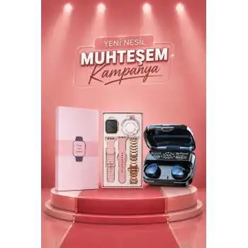Aksesuar Hediyeli Akıllı Saat ve Dijital Göstergeli Powerbankli Bluetooth Kulaklık