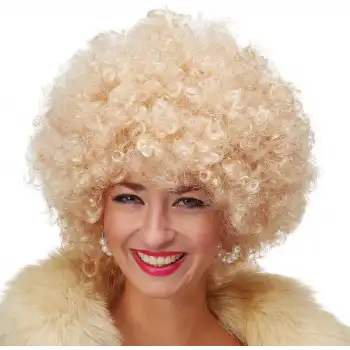 Altın Renk Kıvırcık Afro Parti Peruğu