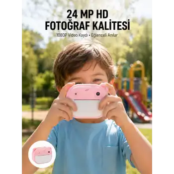 Anında Baskı Özellikli Şipşak Kamera 24MP HD Çift Lensli ve 32GB Hafızalı