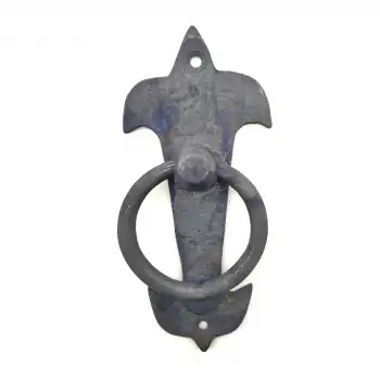 Antika Tarz Dekoratif Pirinç Lale Kapı Halkası - 165x70mm, Oksit