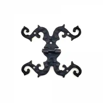 Antika Tarz Dekoratif Pirinç Süslü Menteşe - 100x90 Mm, Oksit