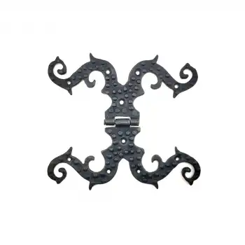 Antika Tarz Dekoratif Pirinç Süslü Menteşe - 190x170 Mm, Oksit