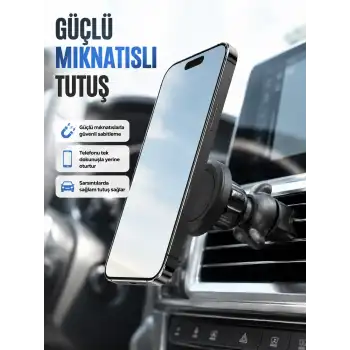Araç İçi Manyetik Telefon Tutucu Havalandırma Klipsli Telefon Standı