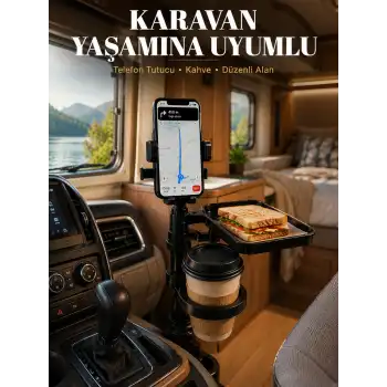 Araç İçi Telefon Tutucu ve Bardaklık Organizeri Çok Amaçlı Tasarım