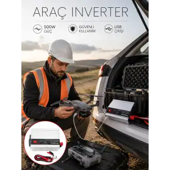 Araçtan Ev Tipi Priz 500W Kullanımı İnvertör