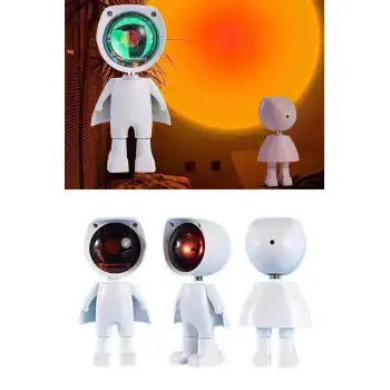 Astronot Işık Projektörü Gökkuşağı Projeksiyon Gece Lambası Hediyelik