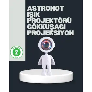 Astronot Tasarımlı Gün Batımı Efektli Şarjlı LED Lamba