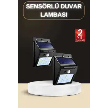 Bahçe Aydınlatma Sensörlü Güneş Enerjili Duvar Lambası 40 Led Işık