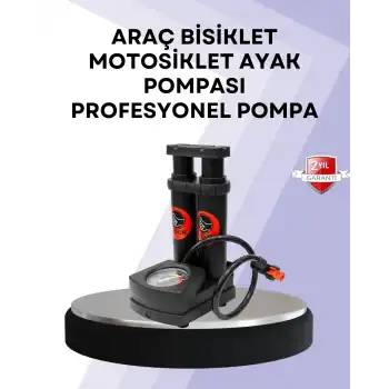 Basınç Saatli Ayak Pompası Bisiklet ve Araç Uyumlu
