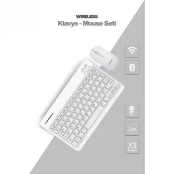 Beyaz Kablosuz Klavye Ve Mouse Seti