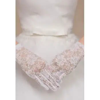 Beyaz Renk Kısa Dantelli Eldiven