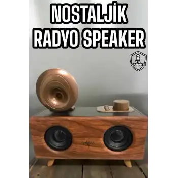 Bluetooth Hoparlör Ahşap Klasik Retro Gramofon Bluetooth Müzik Kutusu