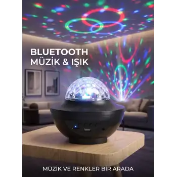 Bluetooth Hoparlörlü RGB Disko Işığı Müzikli Parti Lambası USB TF Kart Destekli