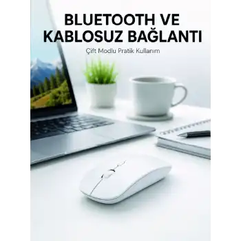 Bluetooth Kablosuz Wireless Mouse Şarjlı Sessiz Ergonomik 5000 DPI Fare
