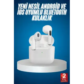 Bluetooth Kulaklık Beyaz Çağrı Cevaplama Dokunmatik Kontrol Kablosuz