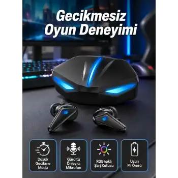 Bluetooth Kulaklık  Kulaklığı RGB Işıklı Oyunlarda Düşük Gecikme