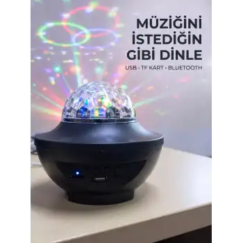 Bluetooth Müzikli Disko Işığı RGB Parti Projektörü Dahili Hoparlör USB Micro SD Destekli
