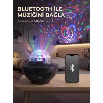Bluetooth RGB Parti Işığı Hoparlörlü Disko Lambası MP3 USB ve Hafıza Kartı Destekli