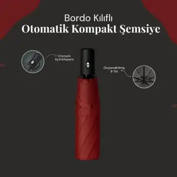 Bordo Kılıflı Otomatik Kompakt Şemsiye
