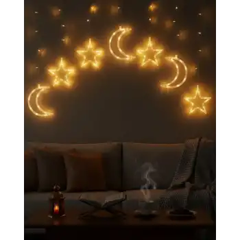Büyük Ay Yıldız Ramazan Led Işık Dekoratif Işıklı Süs