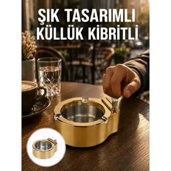 Çakmak Entegreli Küllük Yeniden Doldurulabilir Metal Gövde Yeni Nesil