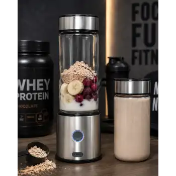 Çift Hazneli Cam Blender USB Şarjlı Smoothie ve Buz Kırıcı Blender
