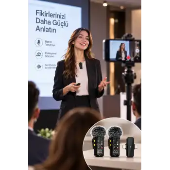 Çift Mikrofonlu 2.4G Kablosuz Yaka Mikrofonu Vlog İçin Mikrofon