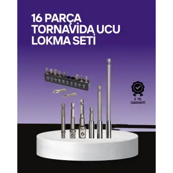 Çok Amaçlı 16lı Bits Uç Seti Dayanıklı Tornavida Adaptör