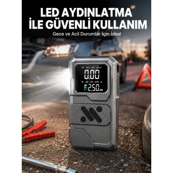 Çok Fonksiyonlu Akü Takviye ve Taşınabilir Hava Kompresörü