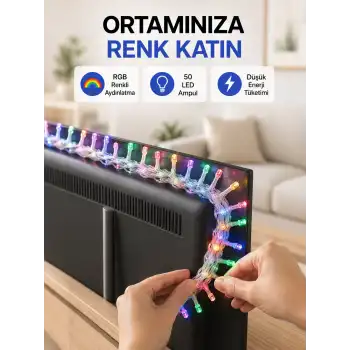 Dekoratif Peri Led 5 m 50 Ampullü Şeffaf Kablo Aydınlatma