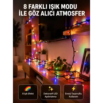 Dekoratif Peri Led 5 m 50 Ampullü Şeffaf Kablo Aydınlatma Yeni Nesil