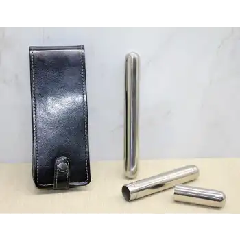 Deri Kılıflı İkili Paslanmaz Çelik Puro Tüpü