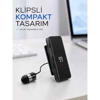 Dijital Ekranlı Bluetooth Kulaklık Tek Kulaklıklı Klipsli Kompakt Tasarım