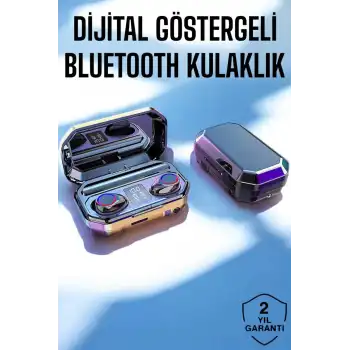 Dijital Göstergeli Bluetooth Bağlantılı Kulaklık Dokunmatik Kontrol