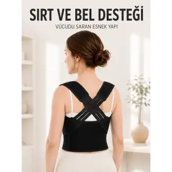 Dik Duruş Korsesi Ayarlanabilir Lastikli Sırt ve Bel Destekli Postür Korsesi
