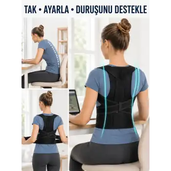 Dik Duruş ve Postür Destek Korsesi Nefes Alan Fileli Bel Sırt Omuz Desteği