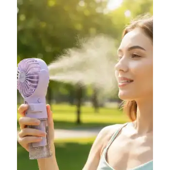 Dönen Su Sisli El Fanı – 4 Kademeli Rüzgar, Şeffaf Su Haznesi, Sessiz Çalışma