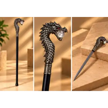 Dragon Büstü Kılıçlı Baston Alk1058