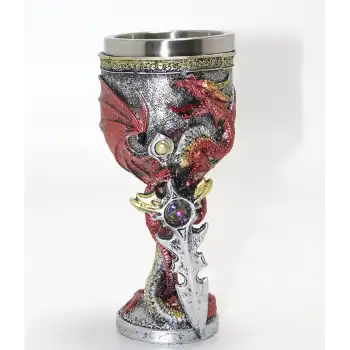 Ejderha Ve Kılıç Temalı 3D Kabartmalı Çelik Kadeh Bardak