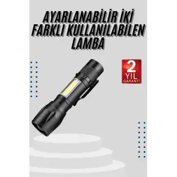 EL Feneri Uzun Menzilli Usb Şarj Edilebilir Kamp Lambası