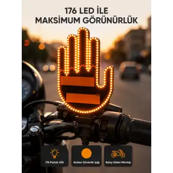 El Hareketiyle Kontrol Edilen 176 LED Amber Güvenlik Lambası