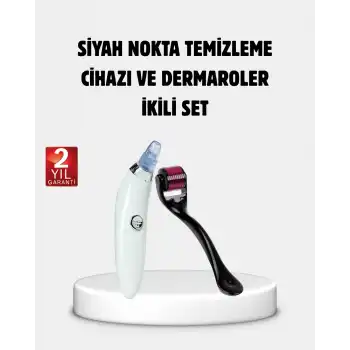Evde Profesyonel Cilt Bakımı Dermaroller + Siyah Nokta Temizleyici Setı