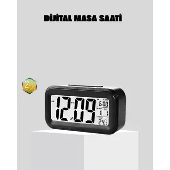 Fotoselli Dijital Masa Saati Aydınlatmalı Alarm ve Tarih Göstergeli