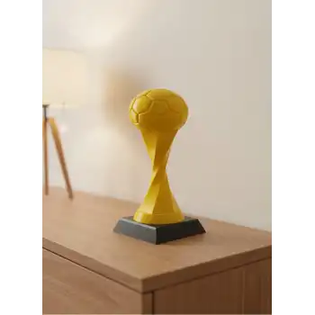 Futbol Toplu Sarı Kupa 21cm Masaüstü Dekor Ödül Figürü