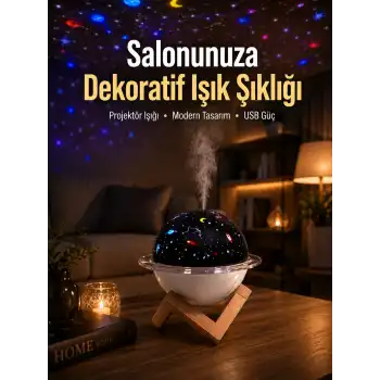 Gece lambası özellikli taşınabilir nemlendirici ve aromaterapi cihazı USB girişli