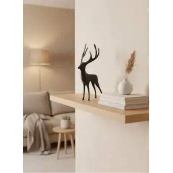 Geyik Figürü Gri Modern Salon ve Raf Dekoru