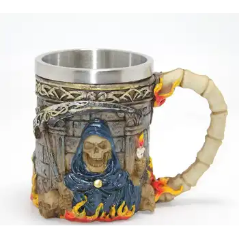 Grim Reaper Azrail Kabartmalı 3D Tasarım Çelik Kupa Bardak